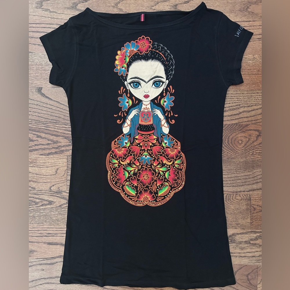 Ay Güey! Beautiful Vibrant Colors Frida Kahlo Short Sleeve Black T-Shirt